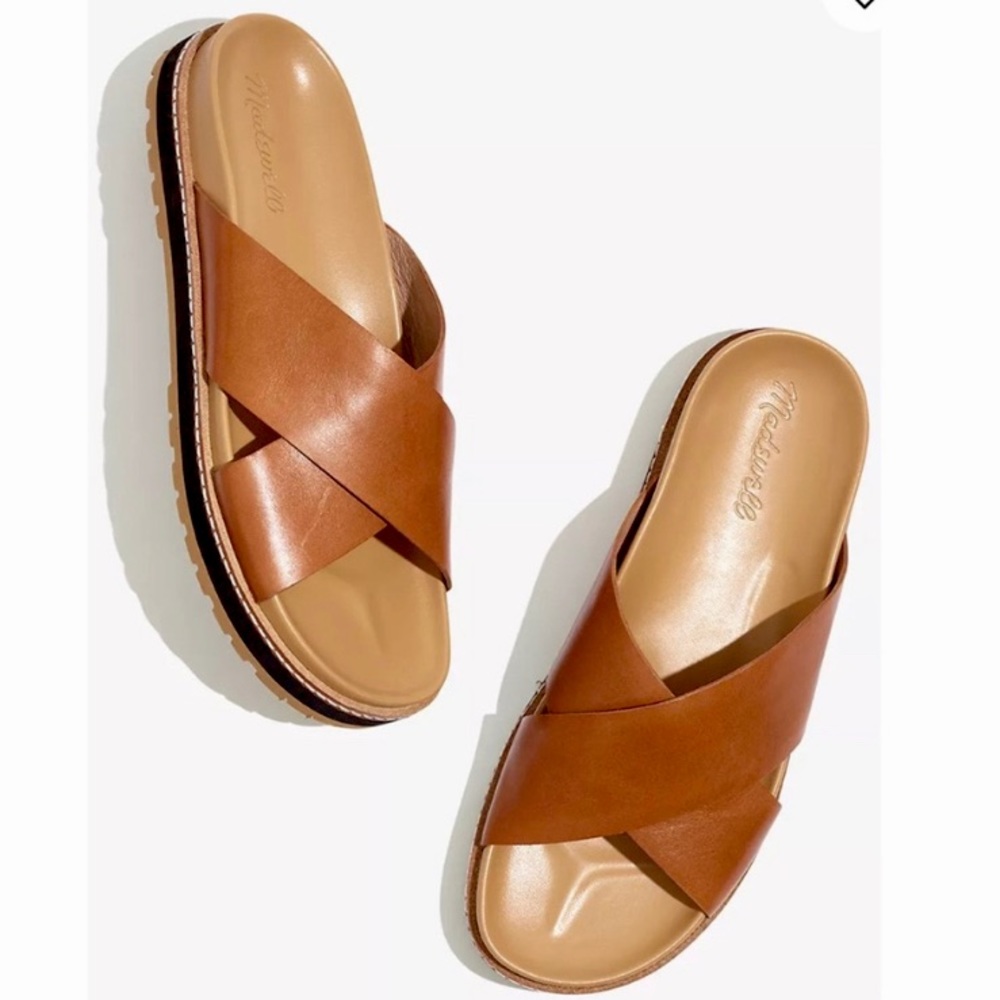 Madewell The Dayna Lugsole Slide Sandal in Leather EUC